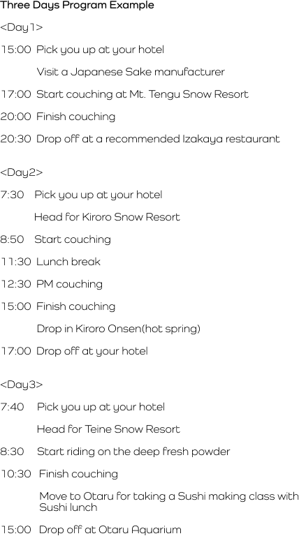 Three Days Program Example